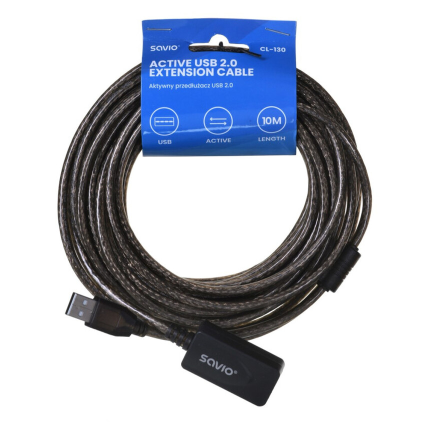 Kabel USB podaljšek Moški - Ženski priklop 10M Savio CL-130 USB 2.0-A