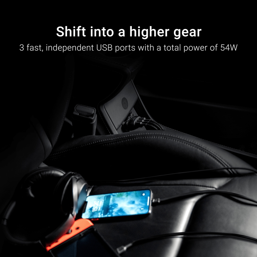 Green Cell GC PowerRide 54W 3xUSB 18W Car polnilec z Ultra Charge fast charging technology (CADGC01)