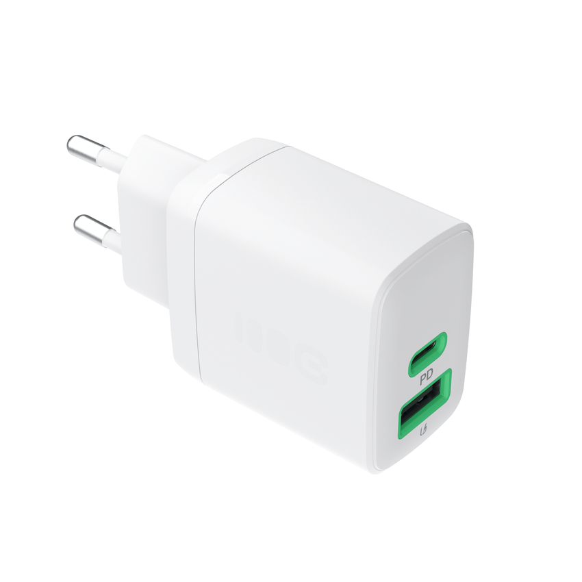 Greencell PowerSource Duo30 polnilec USB/USB-C bel Power Adapter 30W napajalni kabel (CHARB-GC-30AC-W)