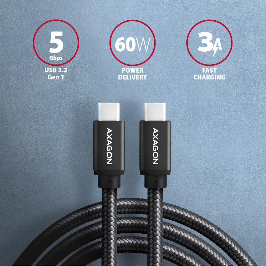Kabel AXAGON BUCM3-CM20AB Kabel USB-C 3.2 Gen1