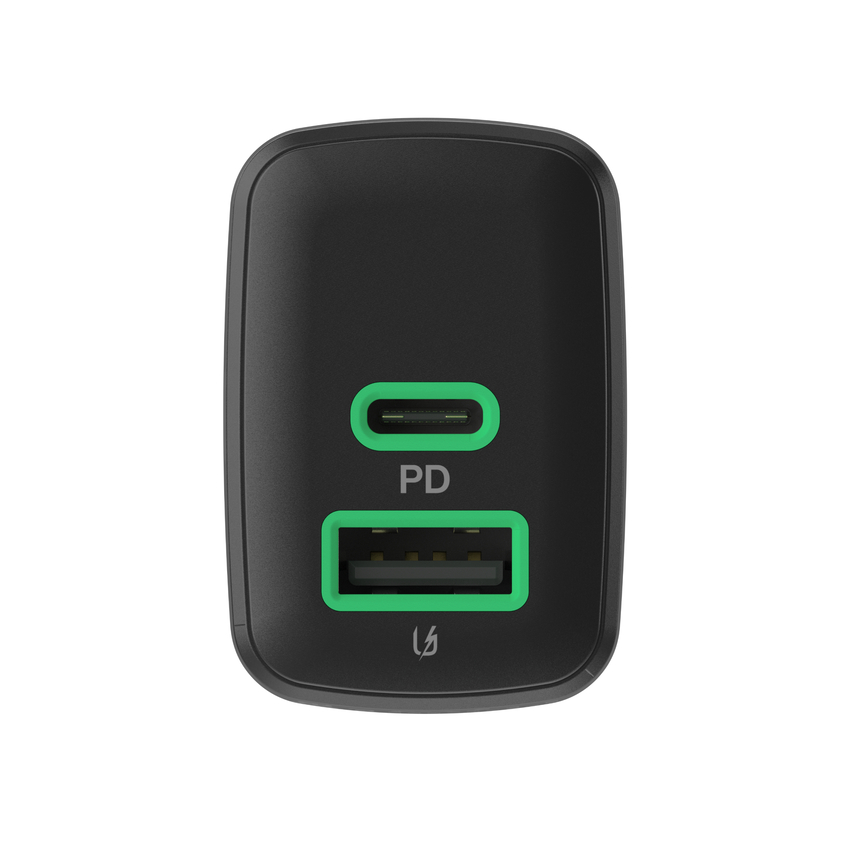 Greencell PowerSource Duo30 polnilec USB/USB-C Black Power Adapter 30W napajalni kabel (CHARB-GC-30AC-B)