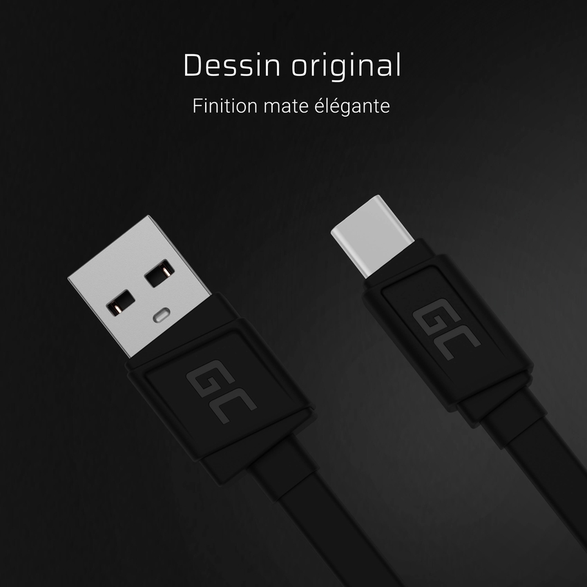 Green Cell kabel GCmatte USB-C Flat kabel 25 cm s hitrim polnjenjem (KABGC03)