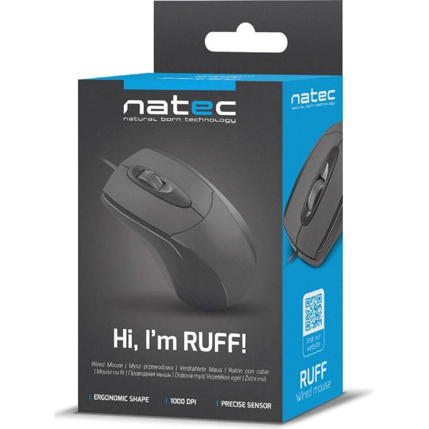 Miška USB Natec Optical Mouse RUFF 1000 DPI