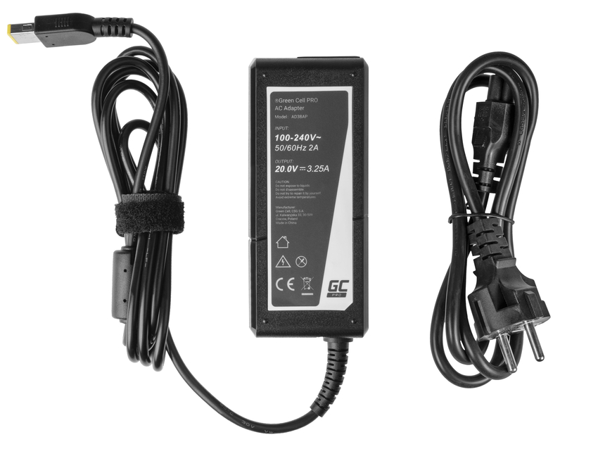 Green Cell PRO polnilec / AC Adapter 20V 3.25A 65W za Lenovo B50-80 G50 G50-30 V130-15IKB V310-15IKB IdeaPad S500 ThinkPad S540 (AD38AP)