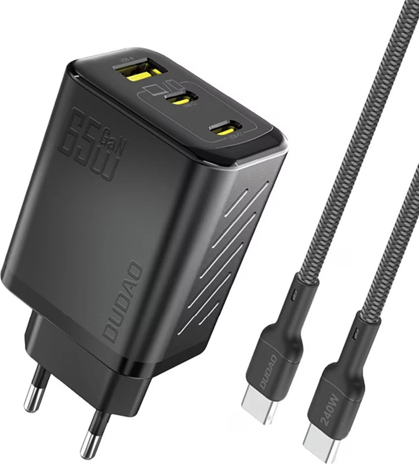 Polnilec za telefon Dudao A29CEU 65W 2x USB-C 1x USB A + USB-C kabel 1M