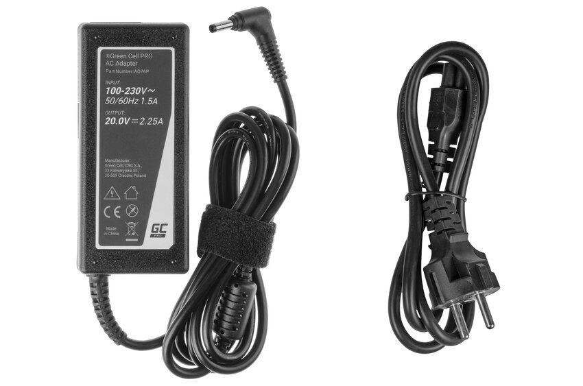 Green Cell PRO polnilec / AC Adapter 20V 2.25A 45W za Lenovo IdeaPad 110 110-15 100-15IBY 110-15IBR 320-15ISK 320-15AST (AD76P)