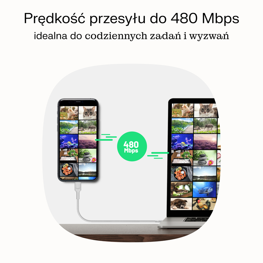 USB-C kabel 2m 100W Greencell PowerStream Fast Charging PD Mint Green (KABGC100PS200MG)